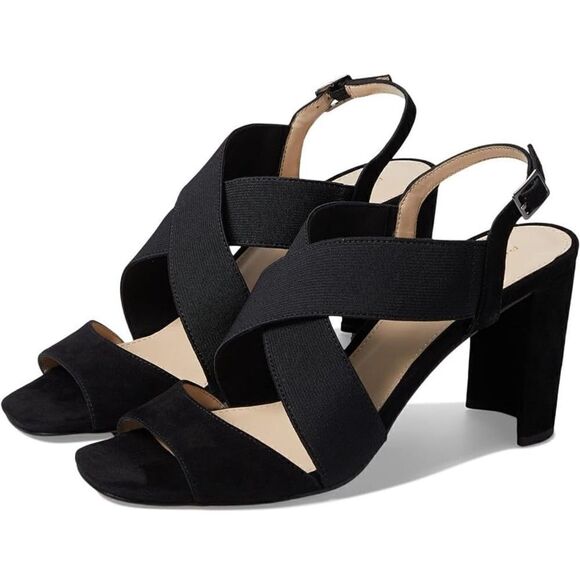 Pelle Moda Sandals Womens Size 10 Black Slip On Open Toe Heels - Picture 1 of 10